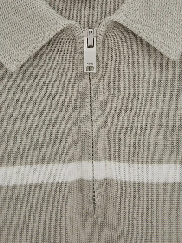 Reiss Polo Shirts Tokyo Slim Fit Colourblock Half Zip Shirt Soft Greywhite 8211 Children