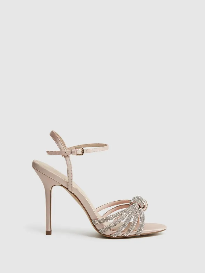 Reiss Sandals Estel Embellished Heeled Sandals Nude 8211 Women