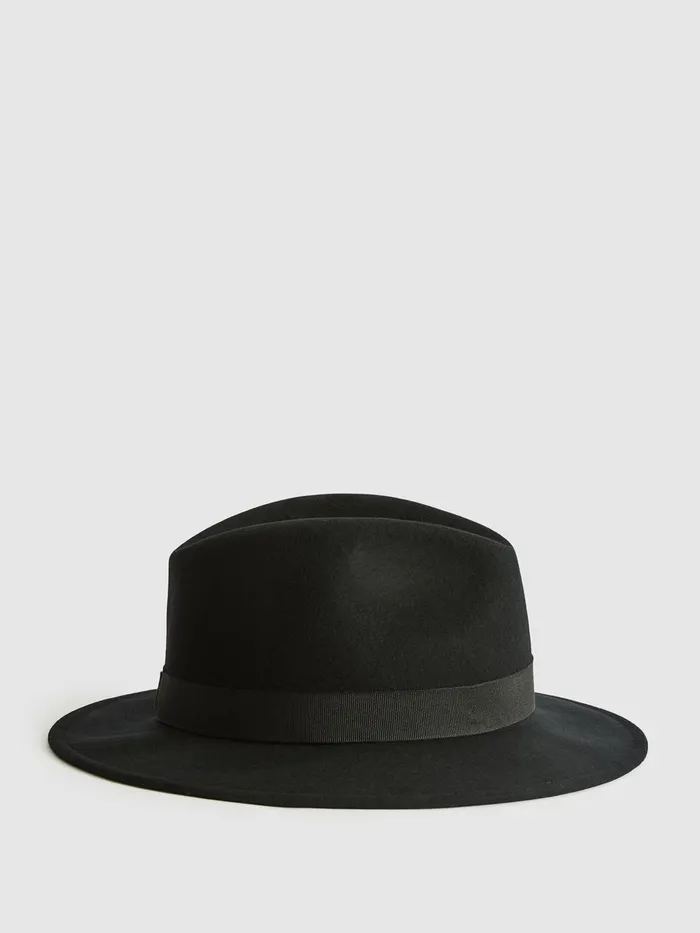 Reiss Scarves Hats and Gloves Ashbourne Wool Fedora Hat Black 8211 Women