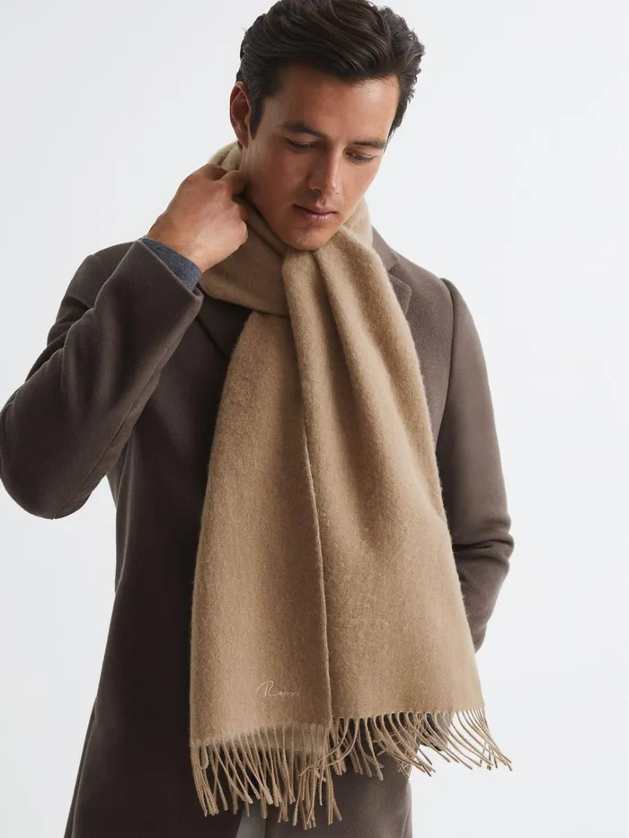Reiss Scarves Hats and Gloves Picton Cashmere Blend Scarf Camel 8211 Men