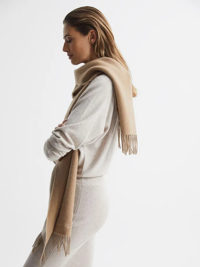 Reiss Scarves Hats and Gloves Picton Cashmere Blend Scarf Camel 8211 Women