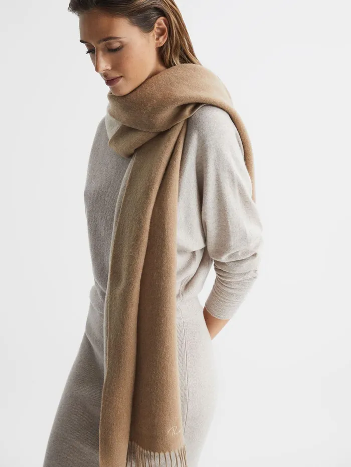 Reiss Scarves Hats and Gloves Picton Cashmere Blend Scarf Camel 8211 Women