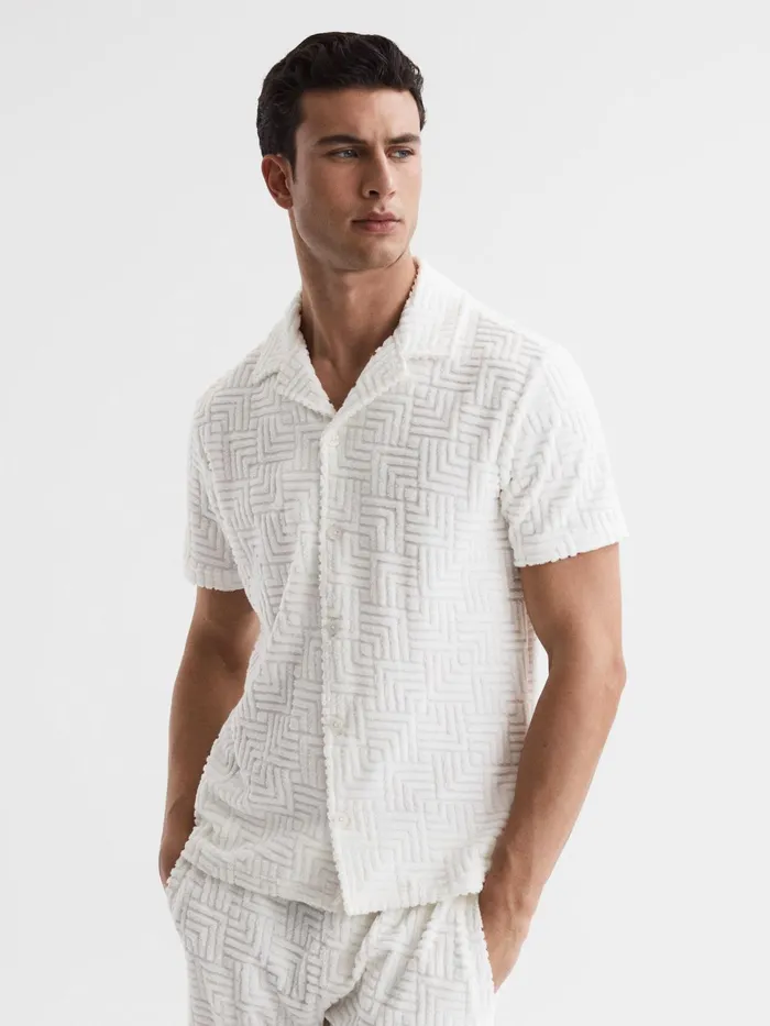 Reiss Shirts Algarve Slim Fit Terry Towelling Shirt White 8211 Men