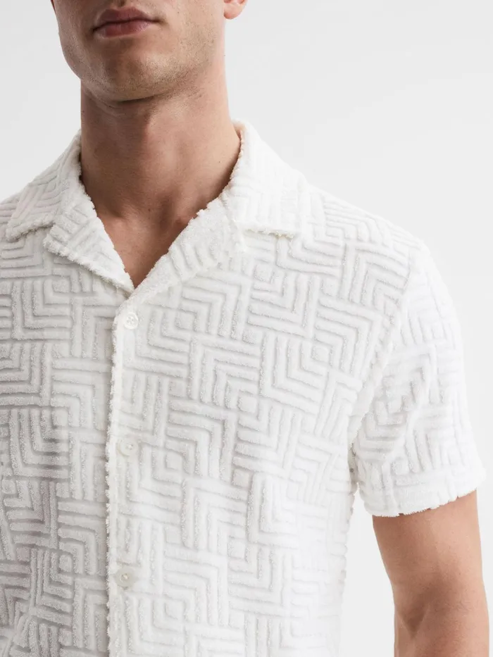 Reiss Shirts Algarve Slim Fit Terry Towelling Shirt White 8211 Men