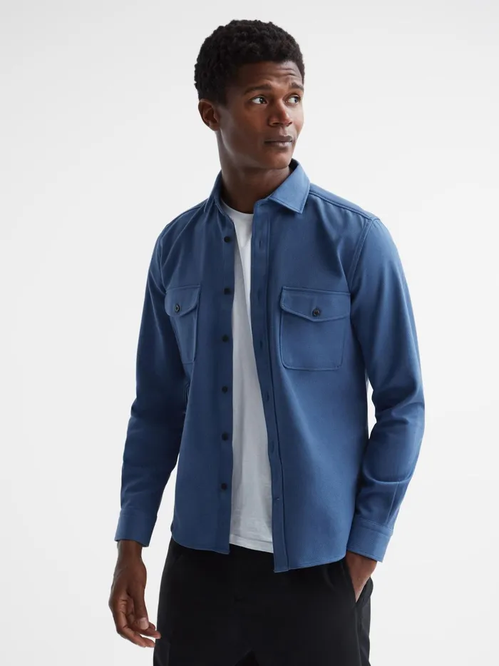 Reiss Shirts Arlo Cotton Canvas Overshirt Airforce Blue 8211 Men