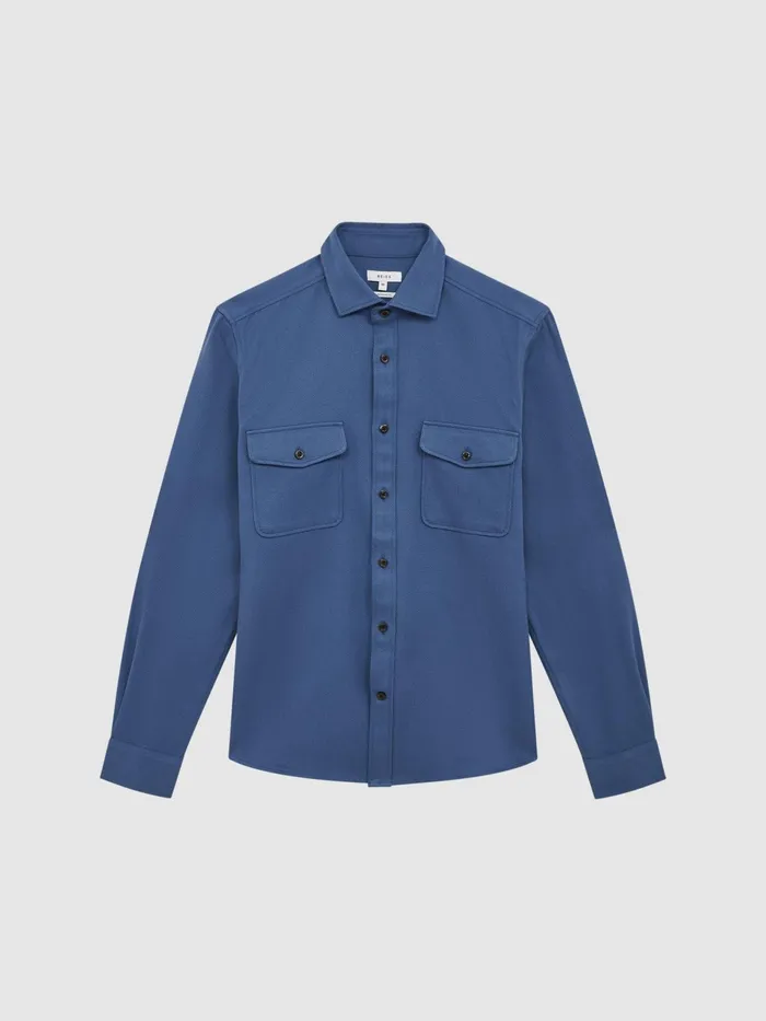 Reiss Shirts Arlo Cotton Canvas Overshirt Airforce Blue 8211 Men