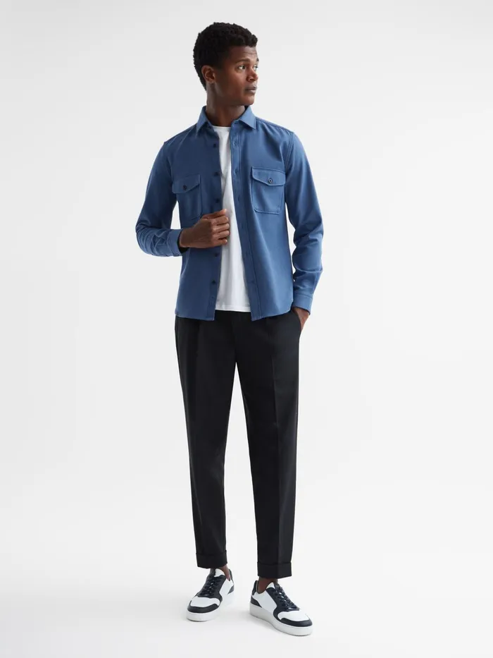 Reiss Shirts Arlo Cotton Canvas Overshirt Airforce Blue 8211 Men