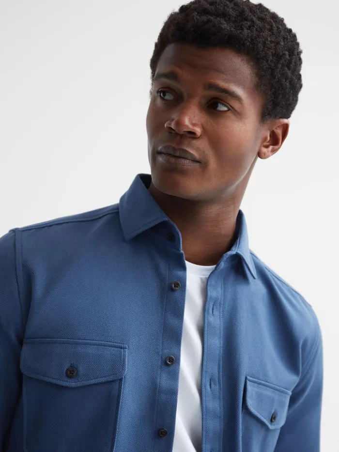 Reiss Shirts Arlo Cotton Canvas Overshirt Airforce Blue 8211 Men