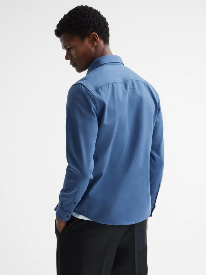 Reiss Shirts Arlo Cotton Canvas Overshirt Airforce Blue 8211 Men