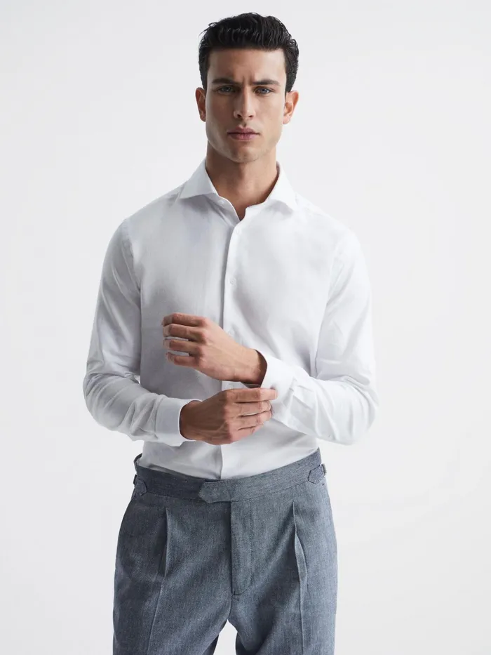 Reiss Shirts Belief Slim Fit Flannel Shirt White 8211 Men