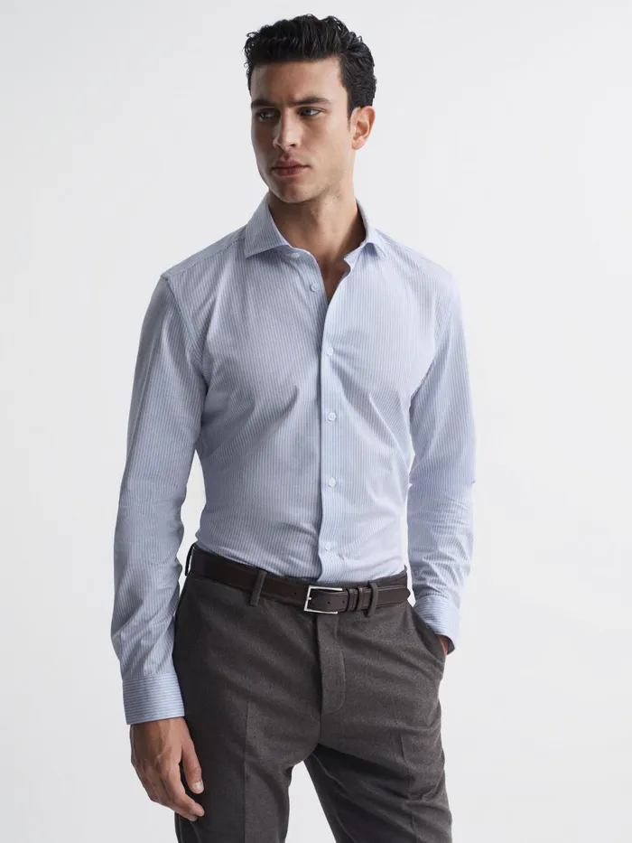Reiss Shirts Bosa Slim Fit Striped Shirt Bluewhite 8211 Men