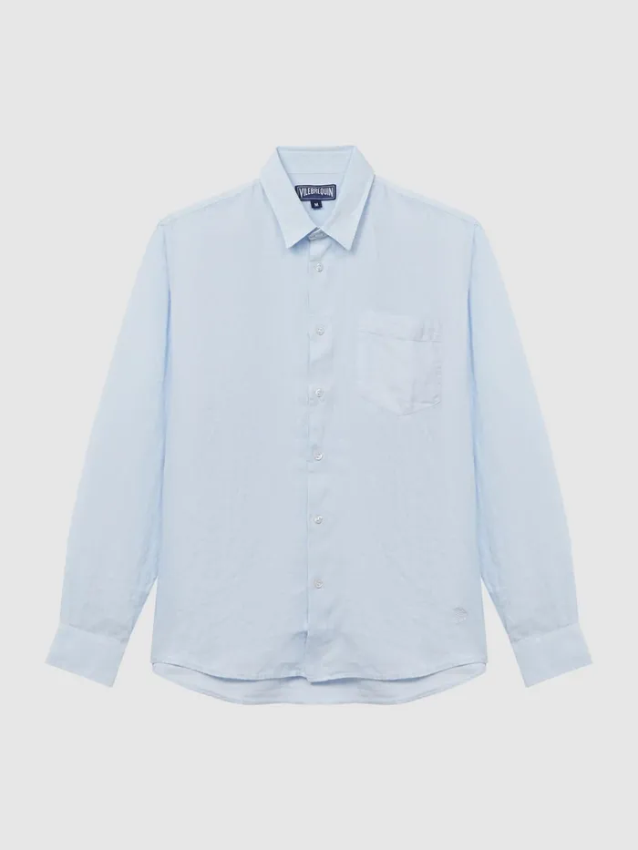 Reiss Shirts Caroubis Vilebrequin Linen Shirt Navy 8211 Men