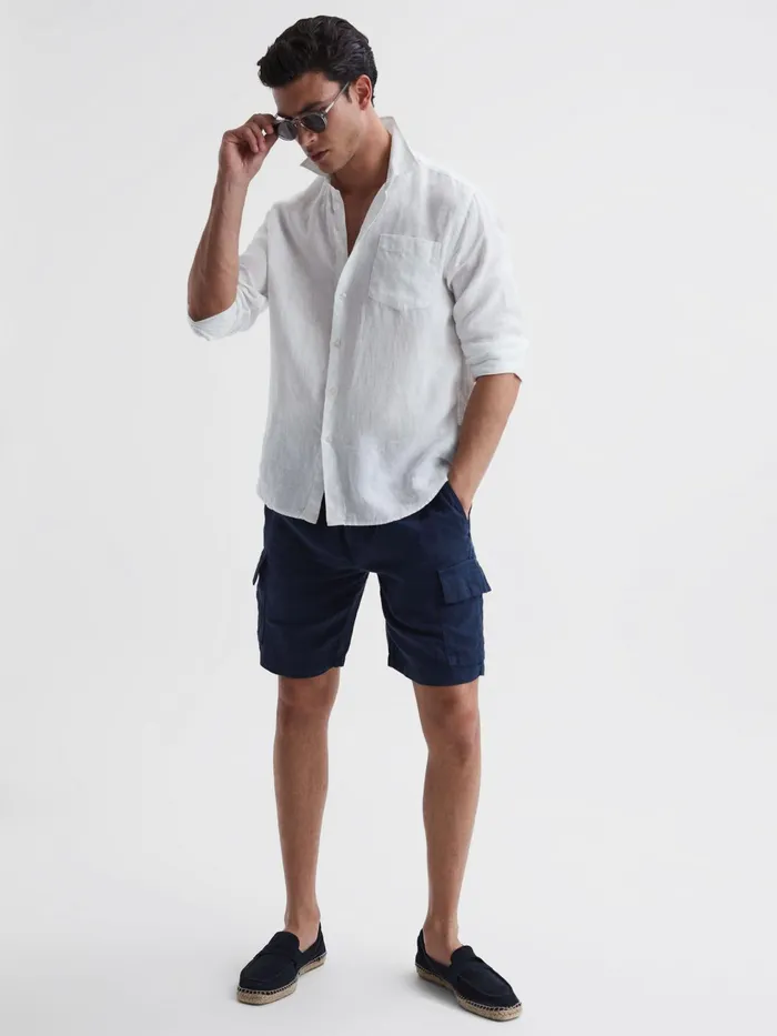 Reiss Shirts Caroubis Vilebrequin Linen Shirt White 8211 Men