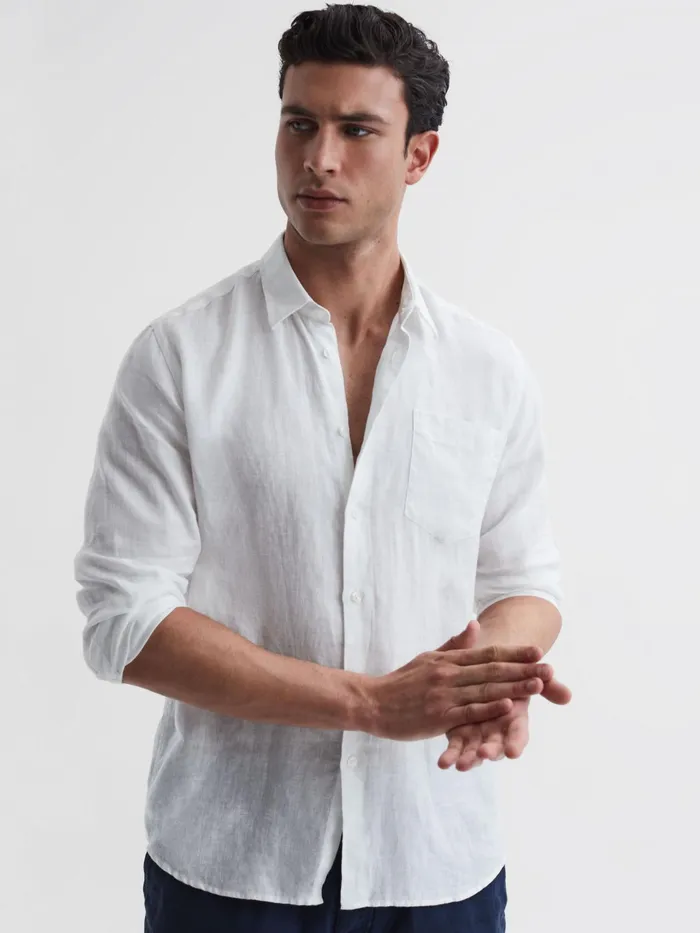 Reiss Shirts Caroubis Vilebrequin Linen Shirt White 8211 Men