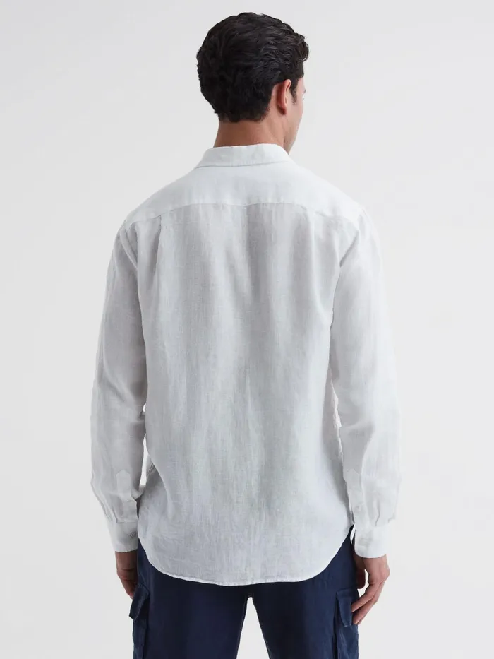 Reiss Shirts Caroubis Vilebrequin Linen Shirt White 8211 Men