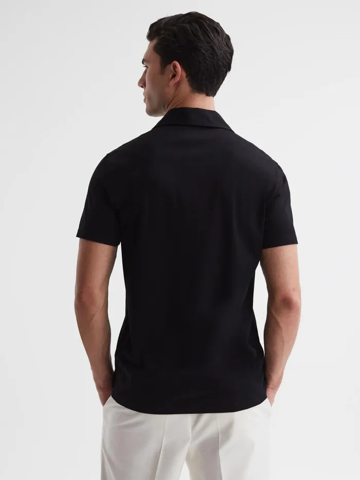 Reiss Shirts Caspa Mercerised Jersey Cuban Collar Shirt Black 8211 Men