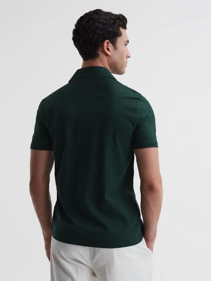Reiss Shirts Caspa Mercerised Jersey Cuban Collar Shirt Emerald 8211 Men