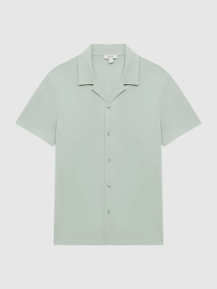 Reiss Shirts Caspa Mercerised Jersey Cuban Collar Shirt Mint 8211 Men