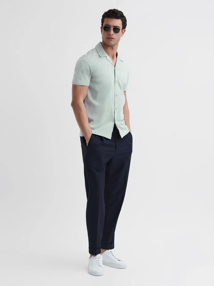 Reiss Shirts Caspa Mercerised Jersey Cuban Collar Shirt Mint 8211 Men