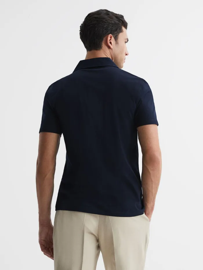 Reiss Shirts Caspa Mercerised Jersey Cuban Collar Shirt Navy 8211 Men