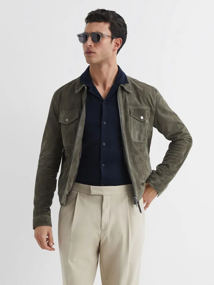 Reiss Shirts Caspa Mercerised Jersey Cuban Collar Shirt Navy 8211 Men