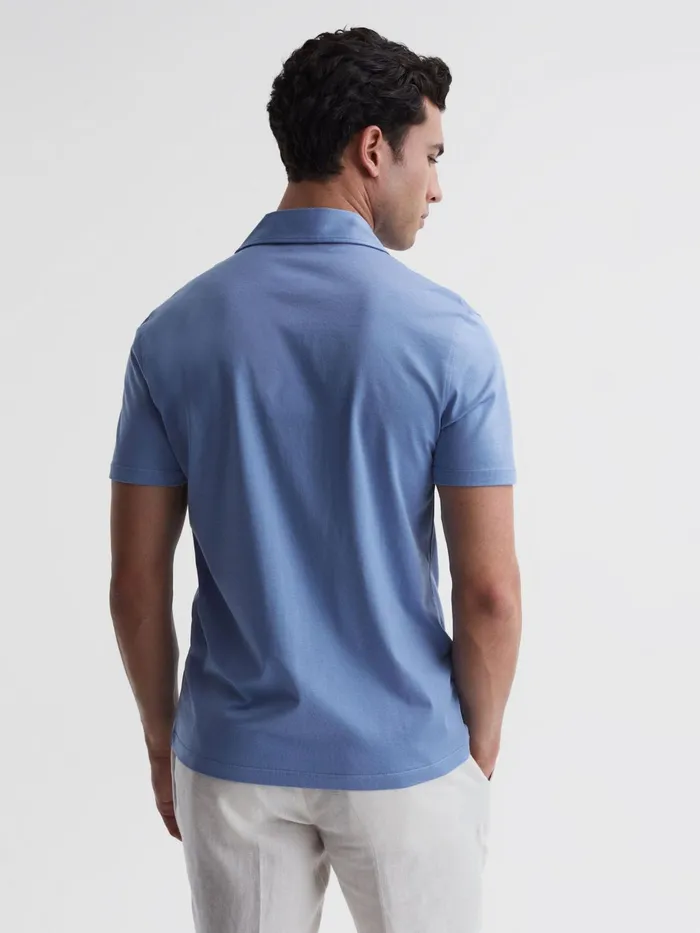 Reiss Shirts Caspa Mercerised Jersey Cuban Collar Shirt Sea Blue 8211 Men