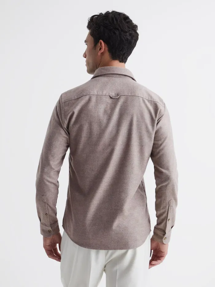Reiss Shirts Chase Brushed Twin Pocket Overshirt Oatmeal 8211 Men