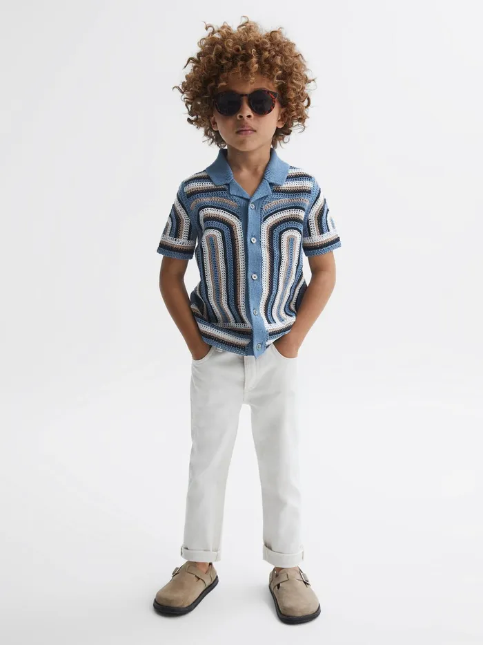 Reiss Shirts Columbia Crochet Cuban Collar Shirt Blue 8211 Children