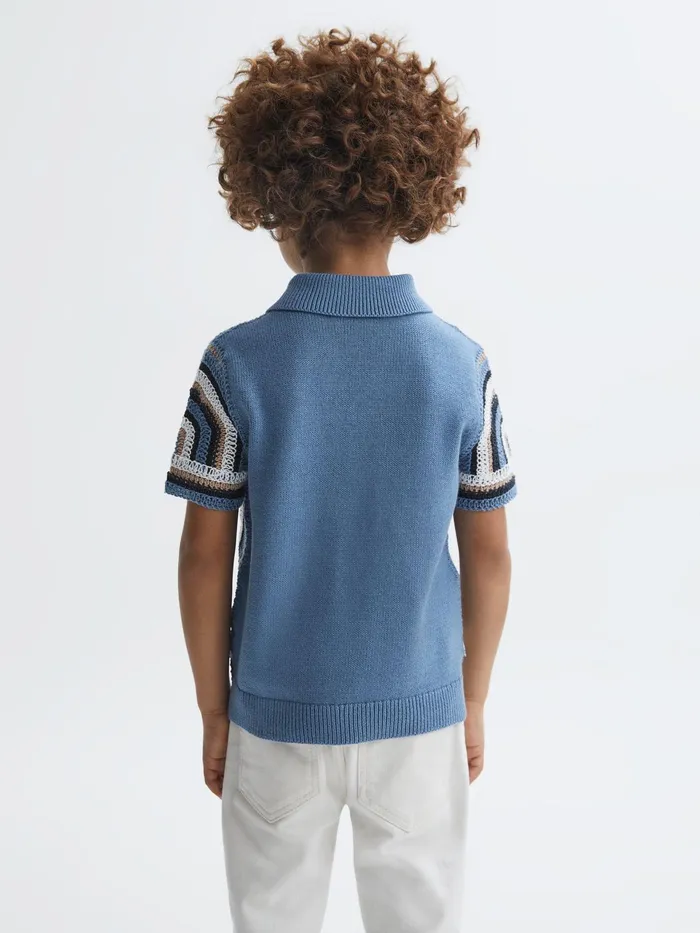 Reiss Shirts Columbia Crochet Cuban Collar Shirt Blue 8211 Children