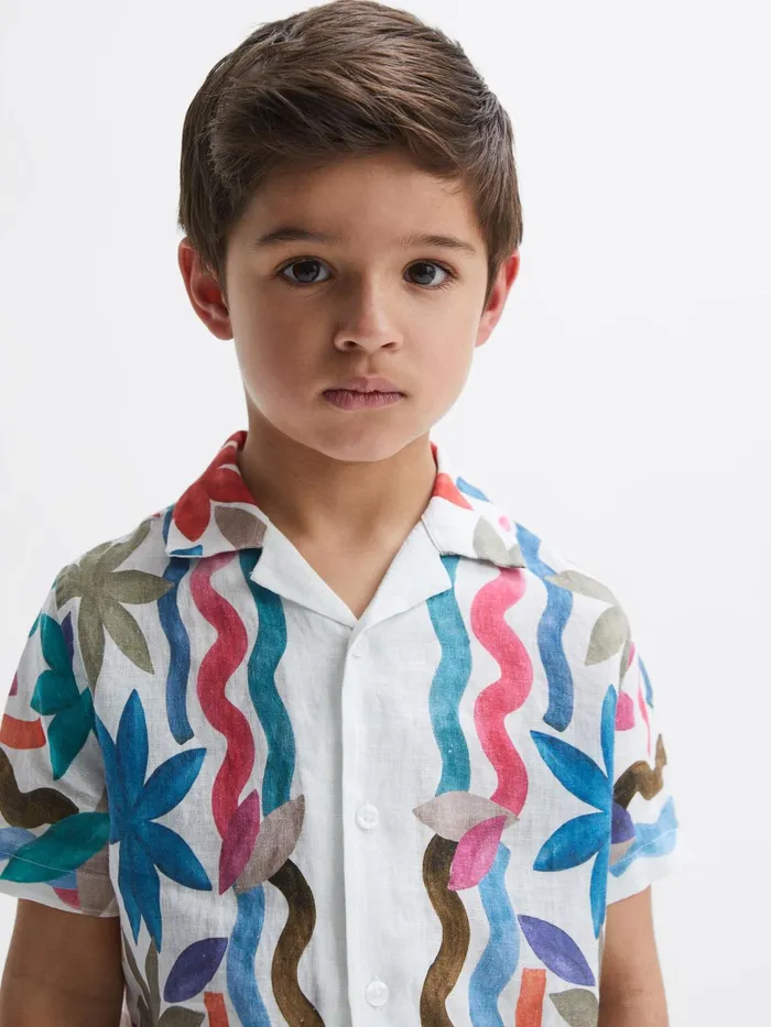 Reiss Shirts Delphi Linen Floral Cuban Collar Shirt Multi 8211 Children