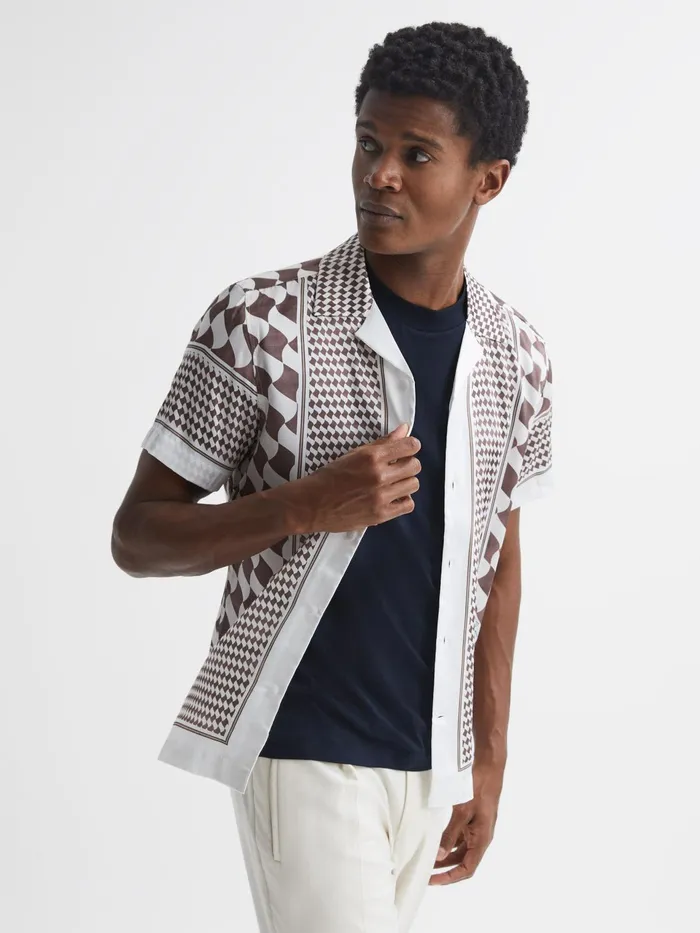 Reiss Shirts Devaroe Slim Fit Cuban Collar Short Sleeve Shirt Rustecru 8211 Men Reiss Shirts Devaroe Slim Fit Cuban Collar Short Sleeve Shirt Rustecru 8211 Men