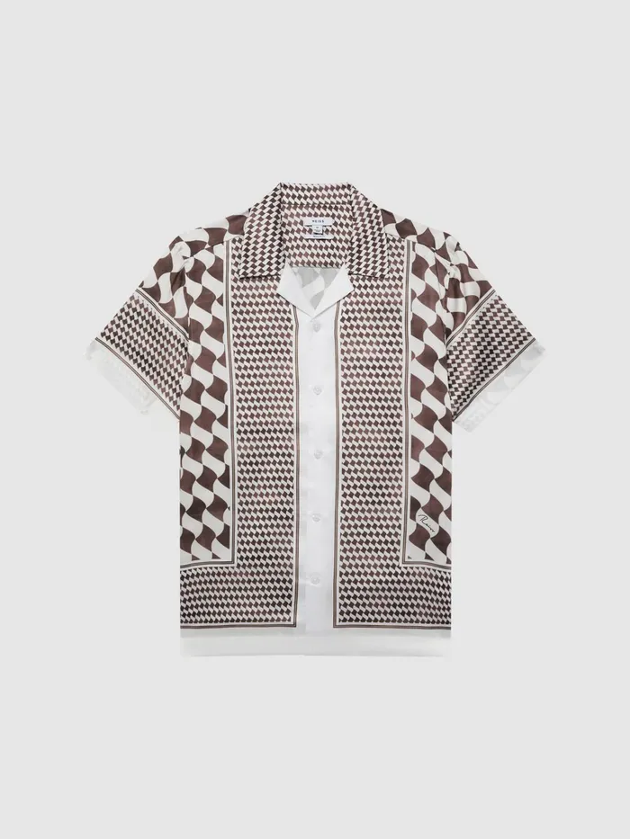 Reiss Shirts Devaroe Slim Fit Cuban Collar Short Sleeve Shirt Rustecru 8211 Men