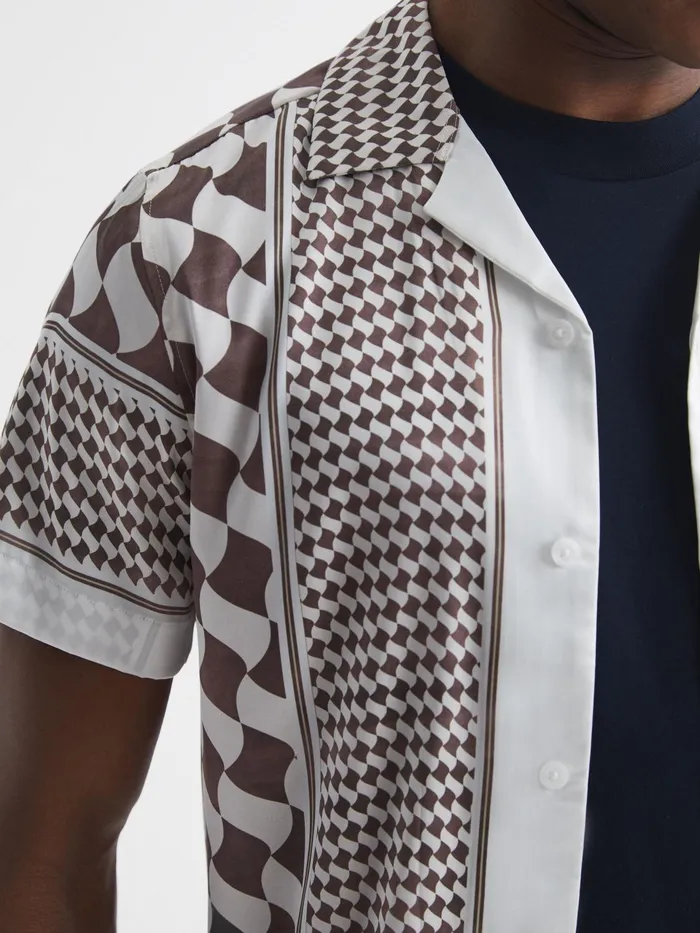 Reiss Shirts Devaroe Slim Fit Cuban Collar Short Sleeve Shirt Rustecru 8211 Men