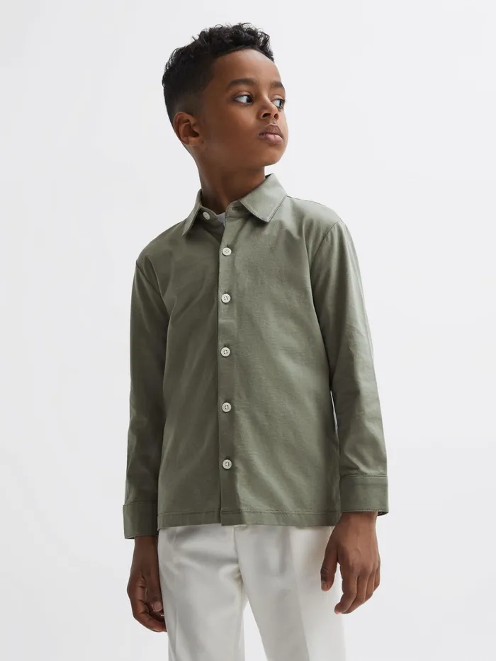 Reiss Shirts Hendon Cotton Shirt Sage 8211 Children