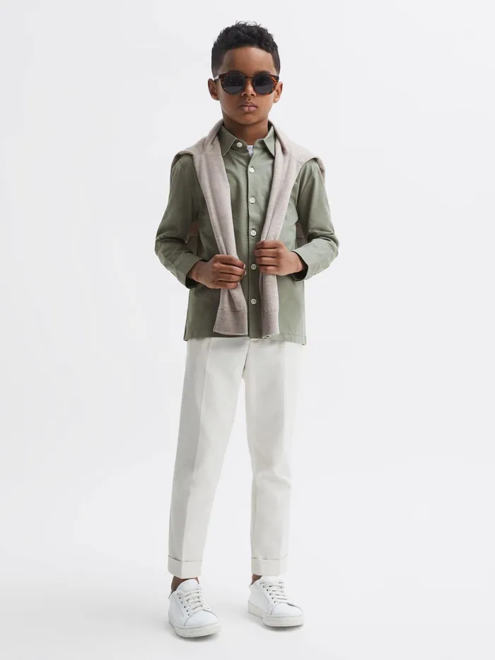 Reiss Shirts Hendon Cotton Shirt Sage 8211 Children