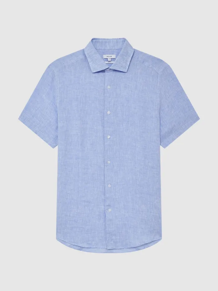 Reiss Shirts Holiday Linen Slim Fit Shirt Airforce Blue 8211 Men