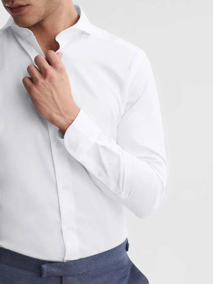 Reiss Shirts Hudson Slim Fit Cutaway Collar Shirt White 8211 Men
