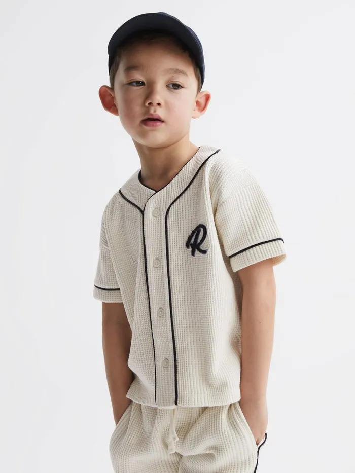 Reiss Shirts Jonny Textured Collarless Shirt Ecru 8211 Children