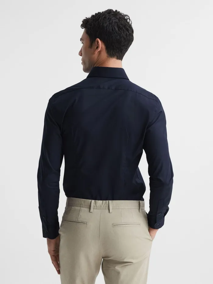 Reiss Shirts Kiana Cotton Stretch Poplin Slim Fit Shirt Navy 8211 Men