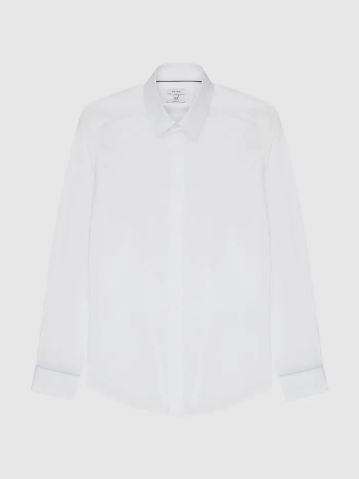 Reiss Shirts Kiana Cotton Stretch Poplin Slim Fit Shirt White 8211 Men