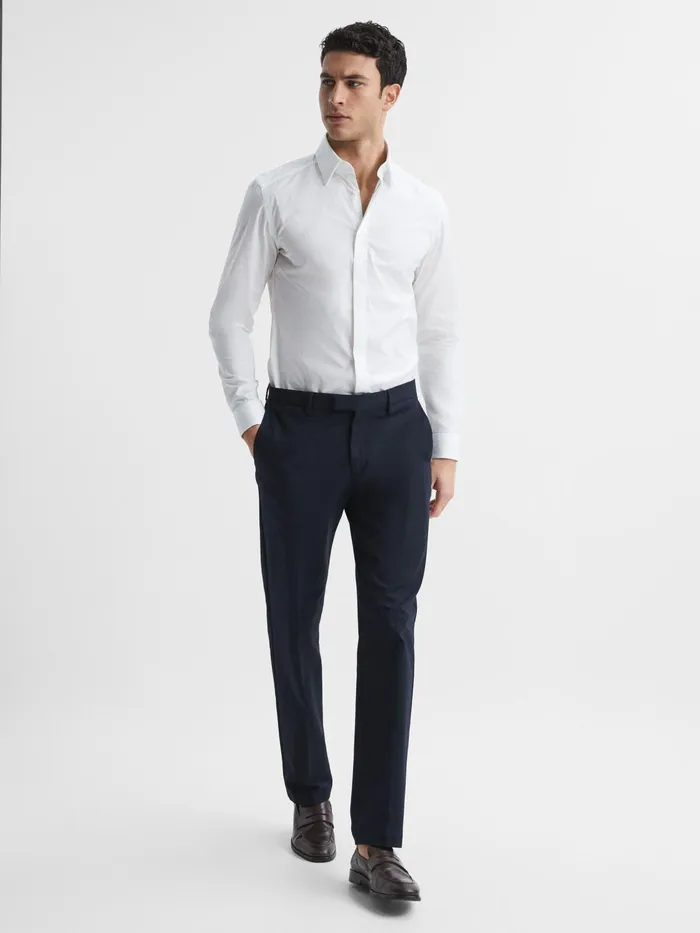 Reiss Shirts Kiana Cotton Stretch Poplin Slim Fit Shirt White 8211 Men