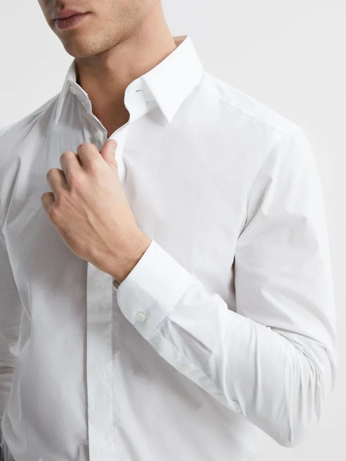 Reiss Shirts Kiana Cotton Stretch Poplin Slim Fit Shirt White 8211 Men