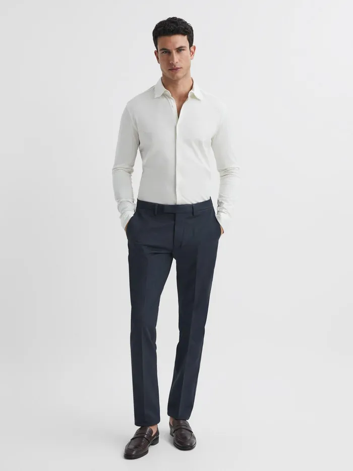 Reiss Shirts King Mercerised Cotton Shirt Airforce Blue 8211 Men