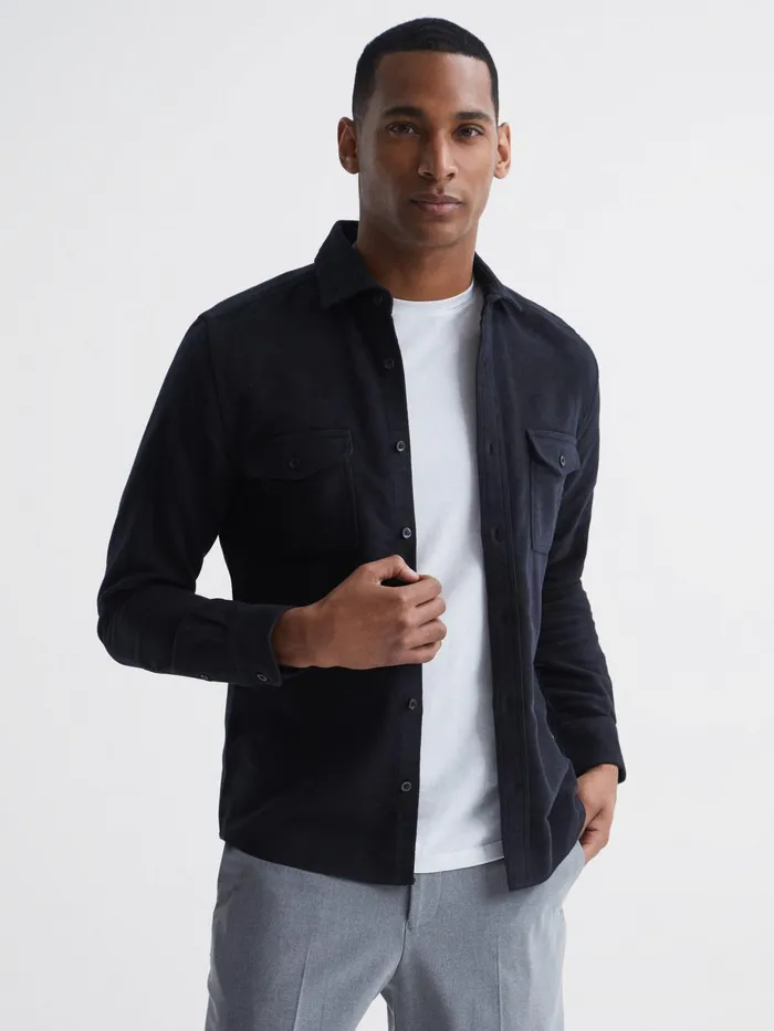 Reiss Shirts Miami Twin Pocket Overshirt Duck Egg 8211 Men