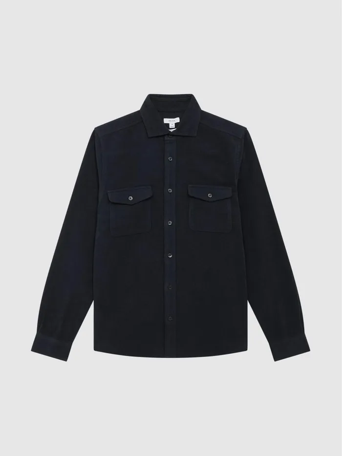 Reiss Shirts Miami Twin Pocket Overshirt Duck Egg 8211 Men