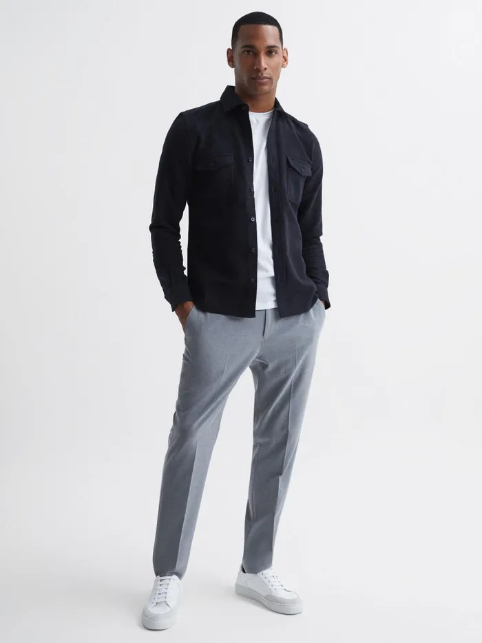 Reiss Shirts Miami Twin Pocket Overshirt Duck Egg 8211 Men