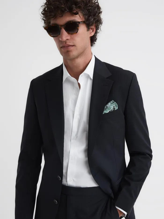 Reiss Shirts Remote CottonSatin Long Sleeve Shirt Mid Blue 8211 Men
