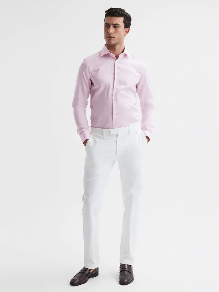 Reiss Shirts Remote Cotton Satin Slim Fit Shirt Pink 8211 Men