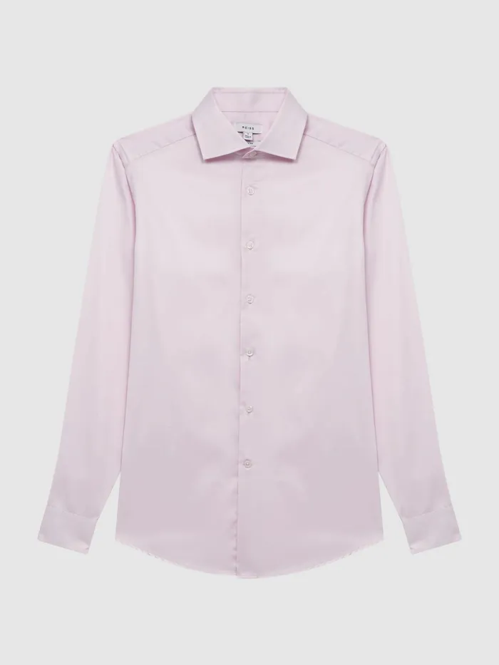 Reiss Shirts Remote Cotton Satin Slim Fit Shirt Pink 8211 Men