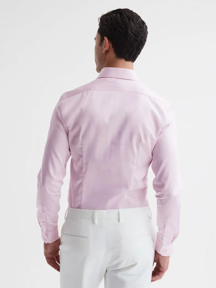 Reiss Shirts Remote Cotton Satin Slim Fit Shirt Pink 8211 Men
